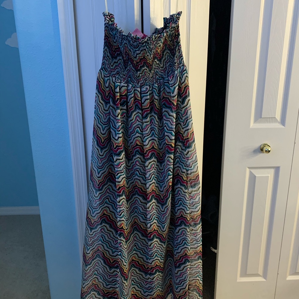 Multicolor strapless long sundress